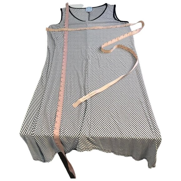 DB Sunday Womens Sleeveless Jersey Stretch Knit Dress Sz L Stripe Shark Bite Hem - Picture 8 of 9